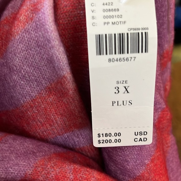 NWT Pilcro by Anthropologie 100% cashmere pink/purple zebra print sweater, 3X - Picture 7 of 12